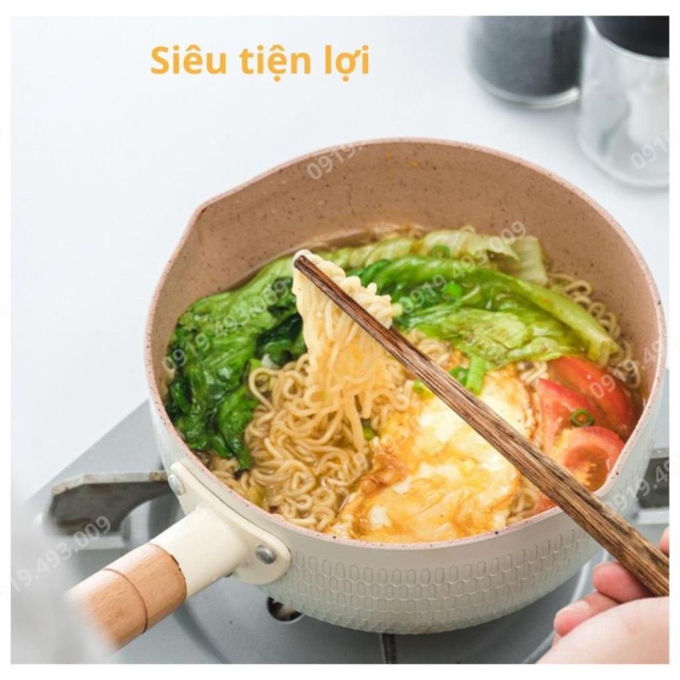 CHẢO CHỐNG DÍNH CHẢO CÁNG GỖ KIỂU DÁNG HÀN QUỐC SÂU LÒNG SIZE 18 CM