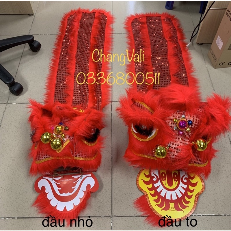 ♕❈Đầu lân sư tử loại đẹp có đuôi kim sa,có đèn nhấp nháy