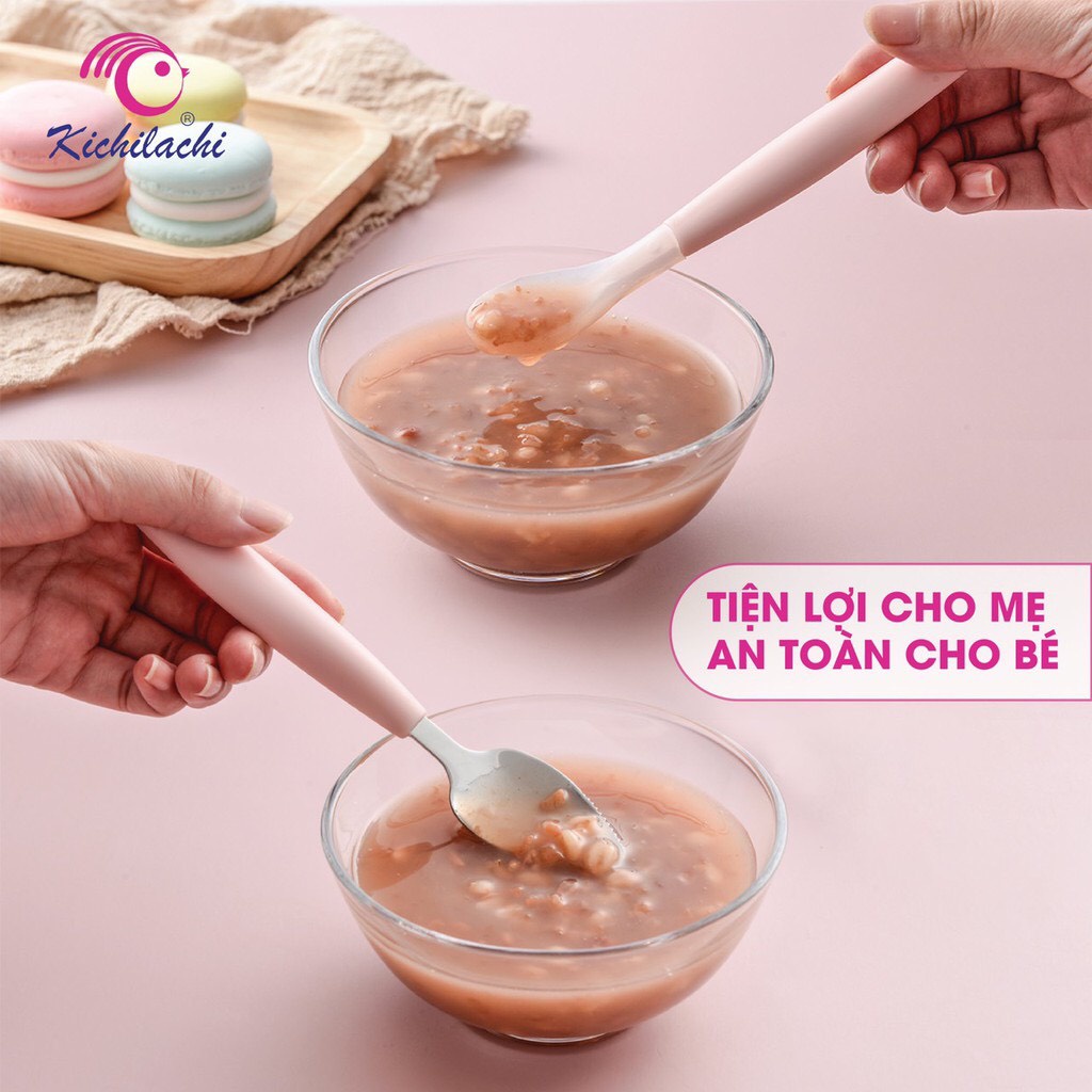 Thìa ăn dặm 2 đầu cho bé kèm hộp đựng