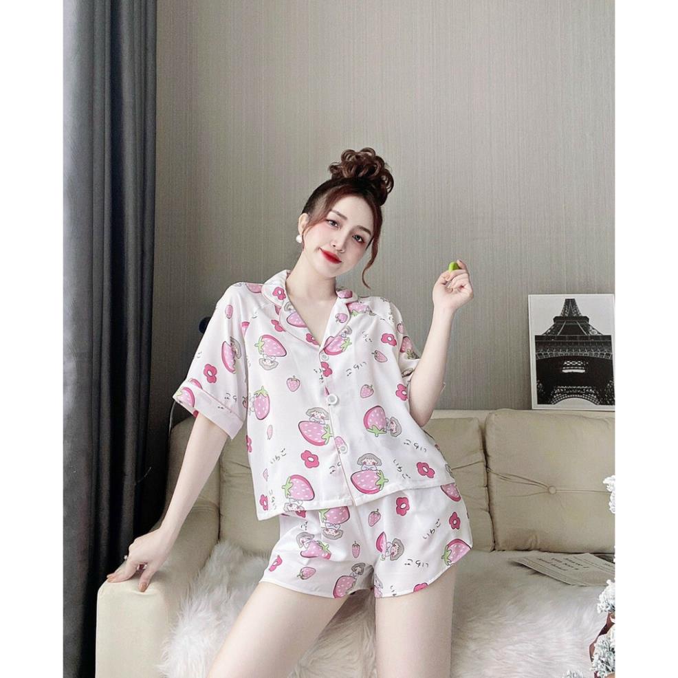Đồ Bộ Mặc Nhà LATO Đồ Pijama Nữ Ngắn Tay Đẹp Thời Trang Dễ Thương Vải Lụa Cao Cấp Quần Short Đùi Dưới 60kg | BigBuy360 - bigbuy360.vn