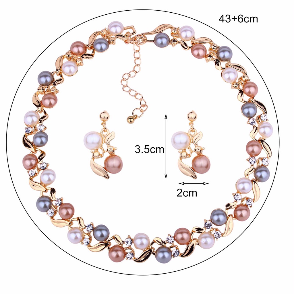 Bộ trang sức gồm vòng cổ và bông tai thiết kế sang trọng thanh lịch thời trang cho nữ