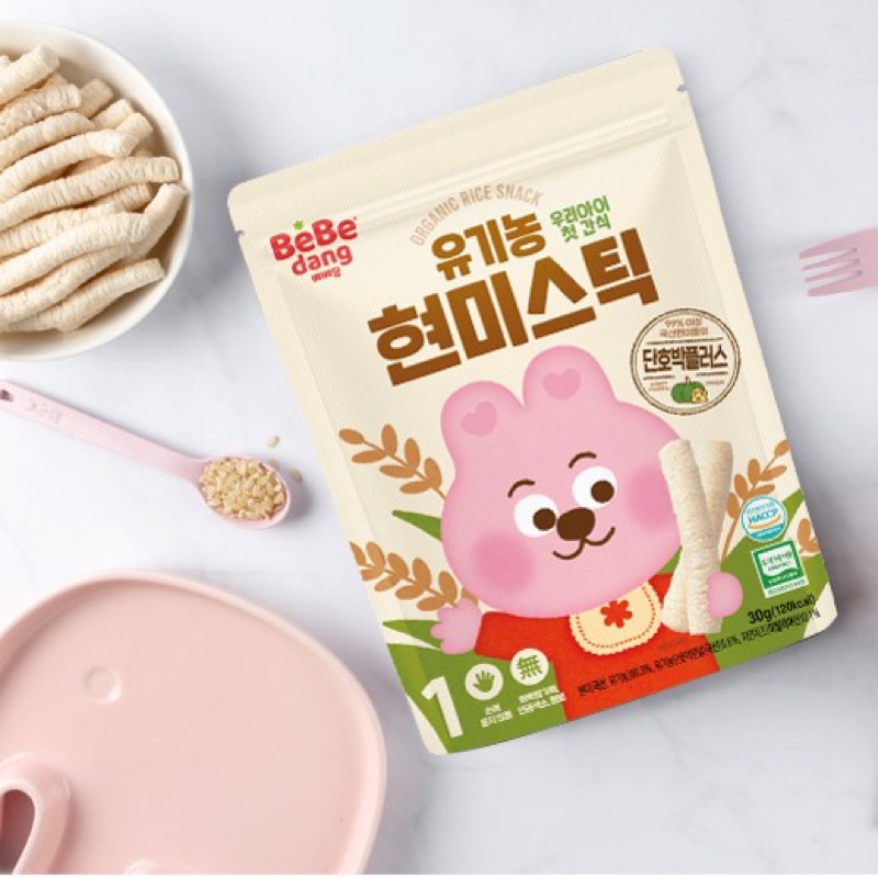 Bánh gạo ăn dặm hữu cơ hình que Bebedang từ Hàn Quốc cho bé