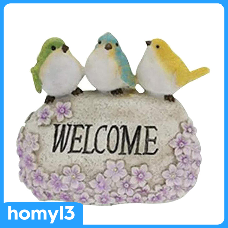 [Kayla's 3C]Solar LED Welcome Sign Garden Birds Statue Ornaments,Made of Highly Detailed Sculpted Durable Waterproof Resin