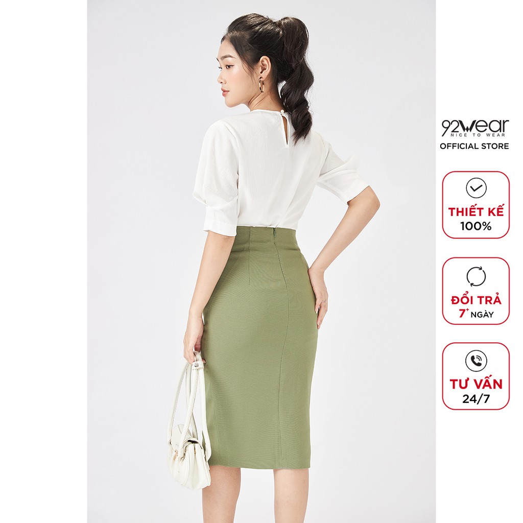 Chân váy midi công sở 92WEAR dáng bút chì tôn dáng JBA1709 | BigBuy360 - bigbuy360.vn