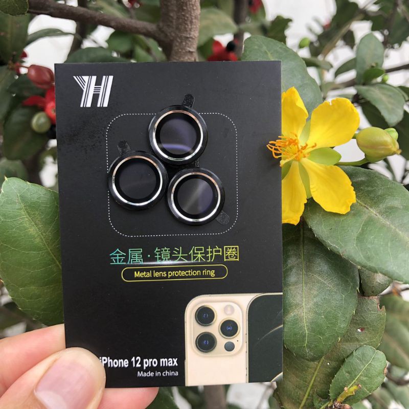 Bộ 3 mắt dán bảo vệ Camera iPhone 14 pro max,13 pro max,13,13 pro,13 mini,12, 12 Pro, 12 Pro Max kính + vành nhôm