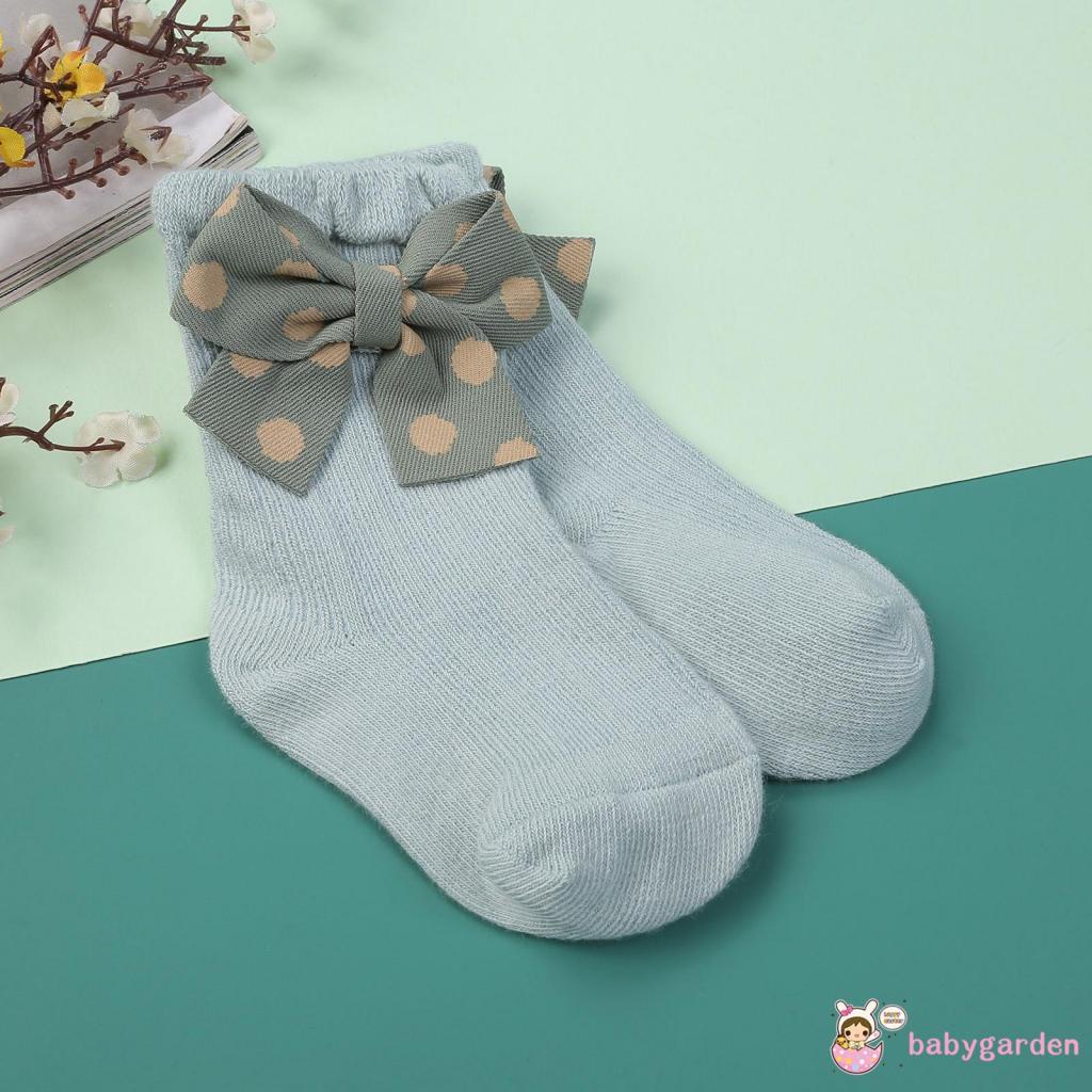 Vớ cổ cao phủ mắt cá chống trượt đính nơ cho bé gái 1-5 tuổi