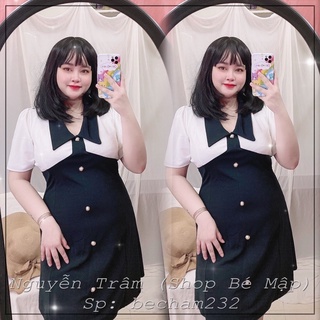 Đầm Suông Cổ Bẻ Phối Màu BigSize 67-87Kg [Hình Thật Chính Chủ]