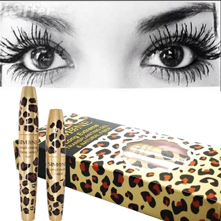 [Hàng mới về] Bộ mascara chải lông mi màu đen sợi 3D tự nhiên chống thấm nước và gel nối mi kèm hộp đựng họa tiết da báo
