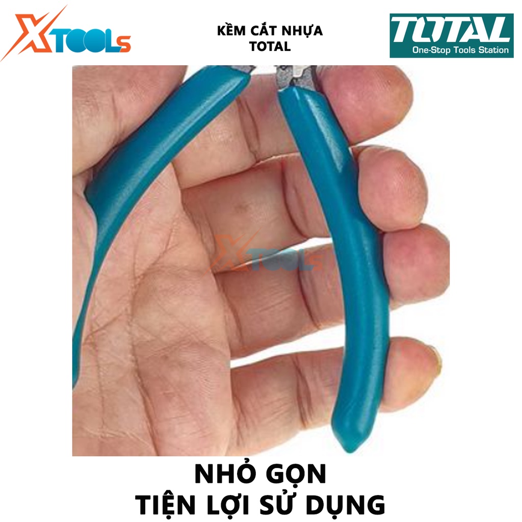 Kìm cắt nhựa Total | Kềm cắt nhựa Kích thước: 6&quot;/ 160mm Đầu kềm mạ đen bóng, dùng để cắt các loại vật liệu bằng nhựa [CH