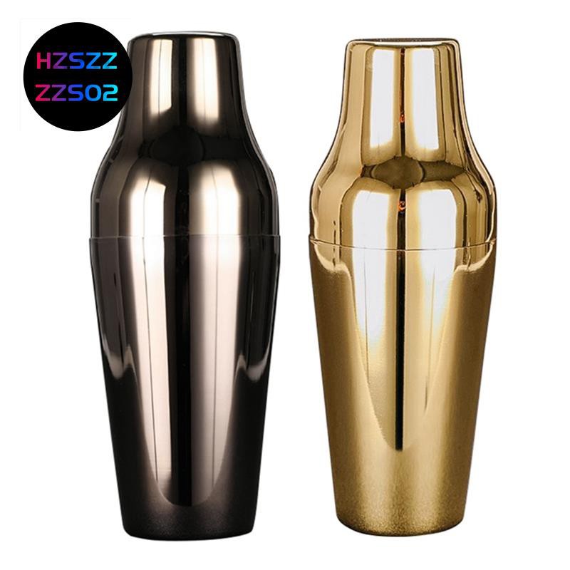 2x 650Ml Stainless Steel French Cocktail Shaker Classic and Elegant Bar Cocktail Shaker Bartender Bar Tool Black & Gold