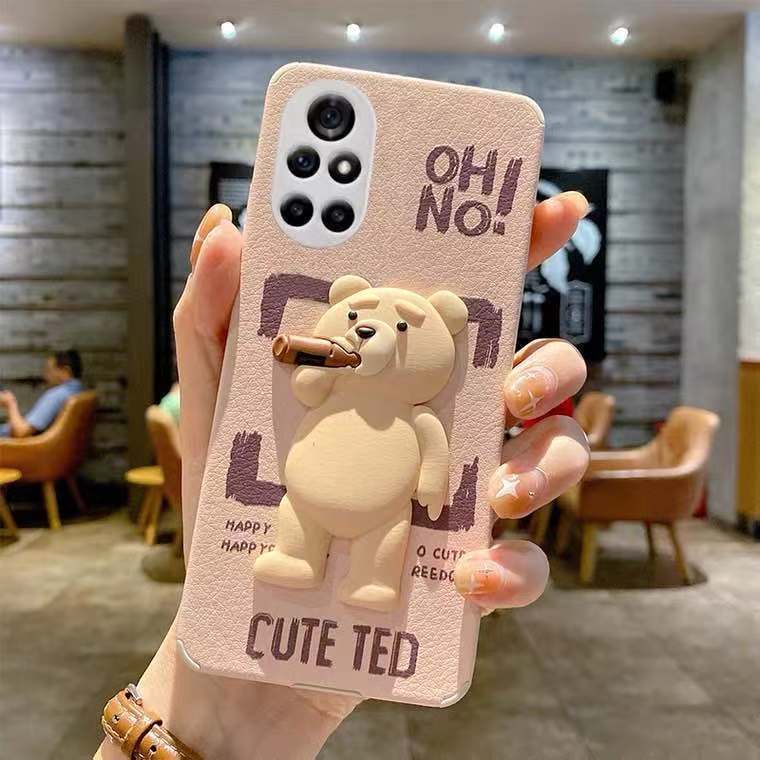 Ốp điện thoại mềm chống rơi hình gấu ba chiều thời trang cho Oppo Reno6 A72 A92s A32 A11x A55 K5 K7