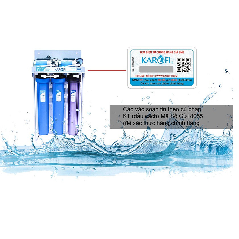 Máy lọc nước RO bán công nghiệp KAROFI KB30 Tủ inox, 6 cấp lọc