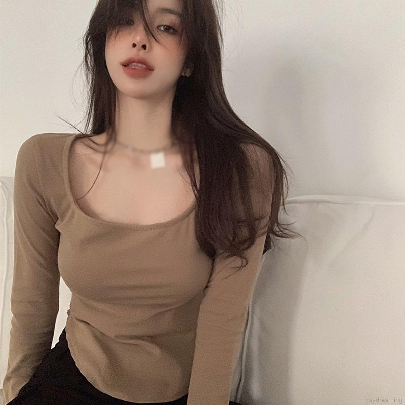 Áo Thun Tay Dài Cổ Thấp Thiết Kế Độc Đáo