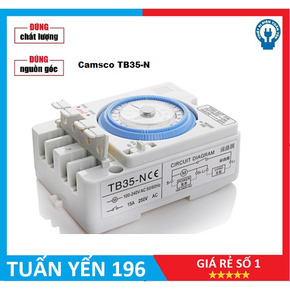 Bộ Công tắc hẹn giờ cơ công suất lớn 15A Timer 24H Camsco TB35-N