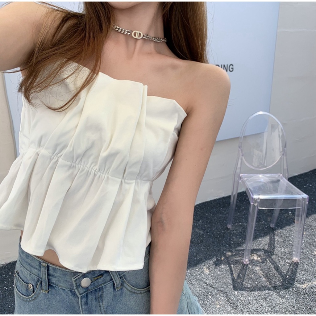 [ RẺ VÔ ĐỊCH ] Áo ống nhún bèo buộc nơ hai bên tay MAN250520