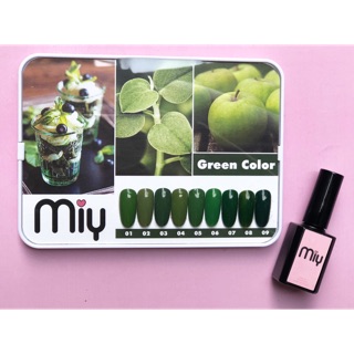 [Green Color] Set 9 lọ sơn 15 ml xanh rêu kèm bảng mẫu