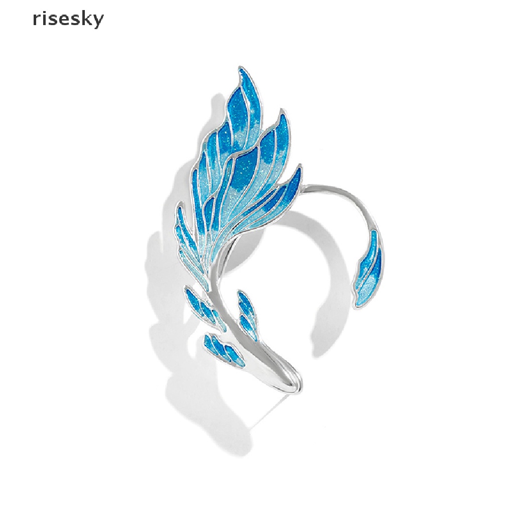 Bông Tai Kẹp Vành Tai Hình Cá Màu Gradient Xanh Dương Sáng Tạo Thời Trang Cho Nữ ♨Trên đó