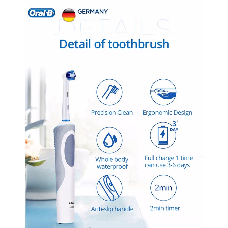 Bàn chải đánh răng điện ORAL-B D12 làm trắng răng sạc lại được tiện lợi