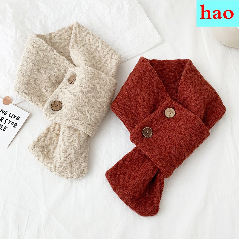 Khăn choàng cổ dệt kim mỏng ngắn thời trang Nhật Hàn dễ thương cho nữ