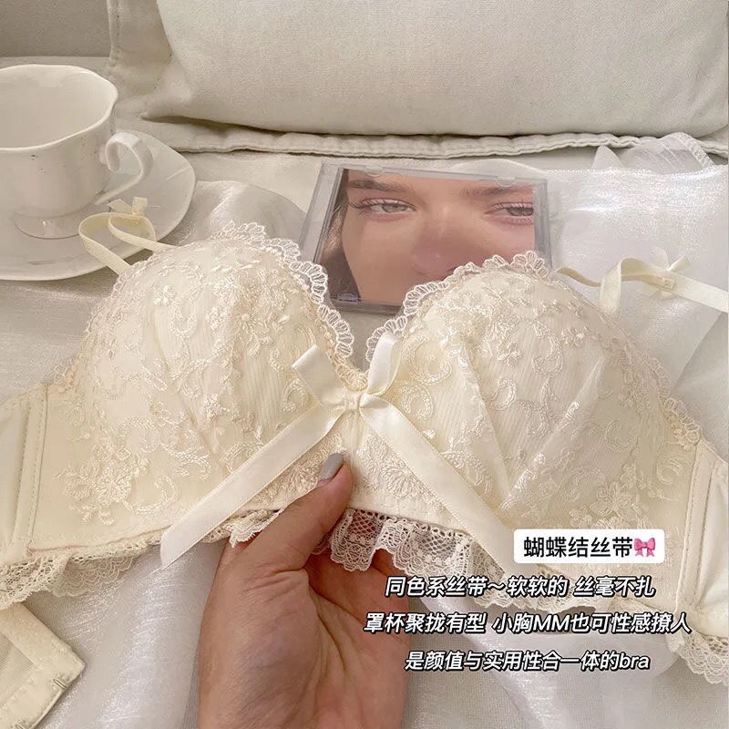 Jiashucheng Áo Ngực Ren Thêu Hoa Không Gọng Chống Chảy Xệ Phong Cách Mới Cho Nữ