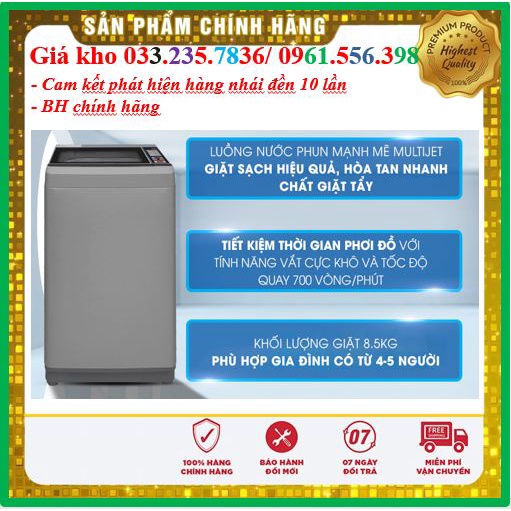 Máy giặt Aqua AQW-S85FT 8.5 Kg , BẢO HÀNH CHÍNH HÃNG 24 THÁNG - Mới 100%
