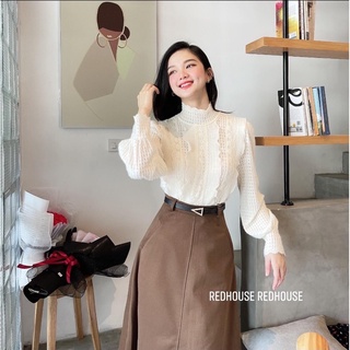 Áo ren cổ trụ dập bèo dọc thân