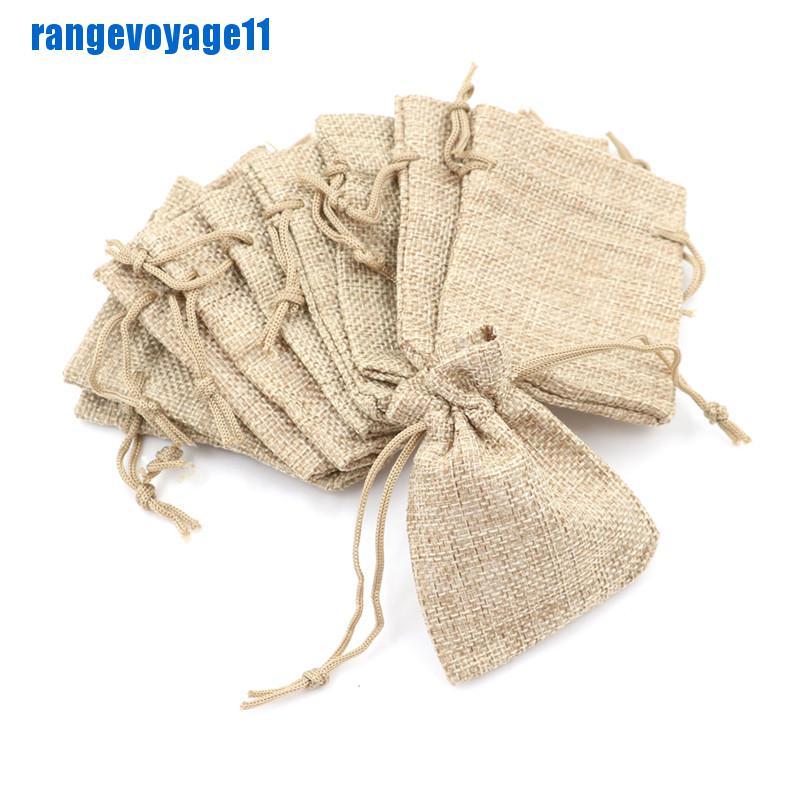 Set 10 Túi Dây Rút Vải Lanh Nhỏ Xinh Đựng Quà Cưới Tiện Dụng