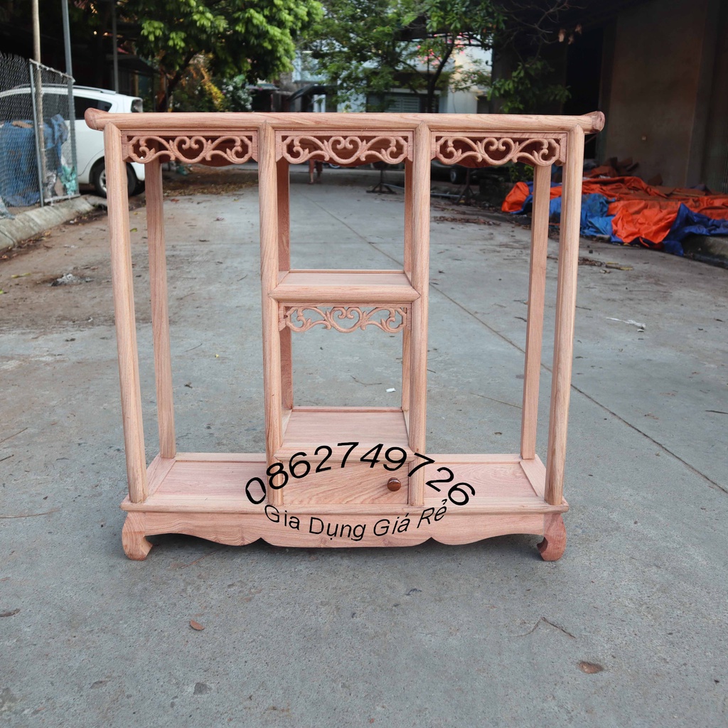 (Giá Rẻ)Kệ kê đồ gỗ trang trí chữ nhật 2 hương đá cao 81cm