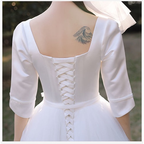 Đầm Cưới Dáng Ôm Màu Trắng Phong Cách Pháp Thời Trang Sang Trọng Cho Nữ