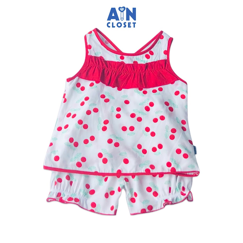 Bộ quần áo ngắn bé gái họa tiết Cherry nhí đỏ lưng vạt chéo AICDBGTVVH6Q AIN Closet