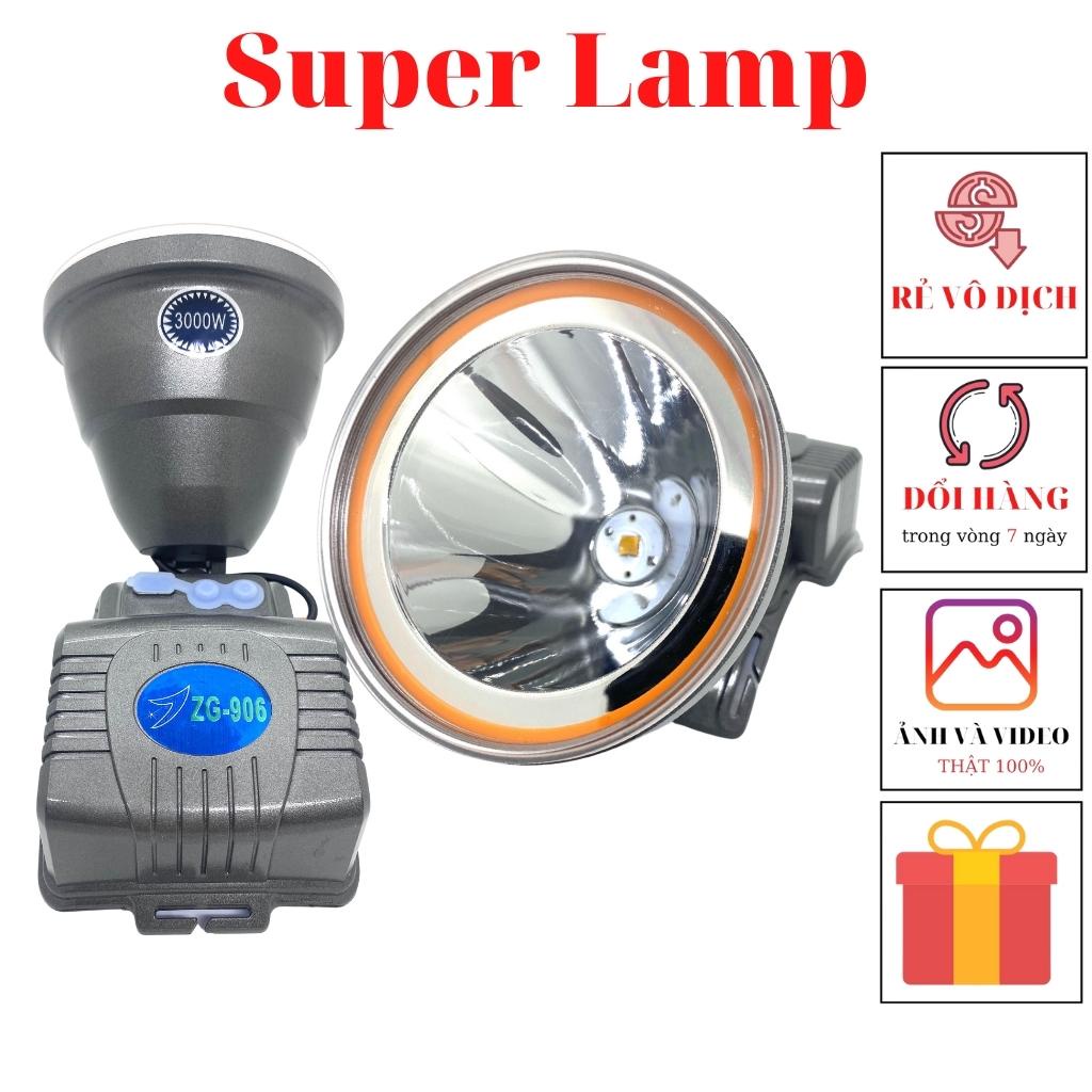 Đèn pin đội đầu siêu sáng, đèn đeo đầu 906 pin trê đỉnh đầu chóa lớn 10cm