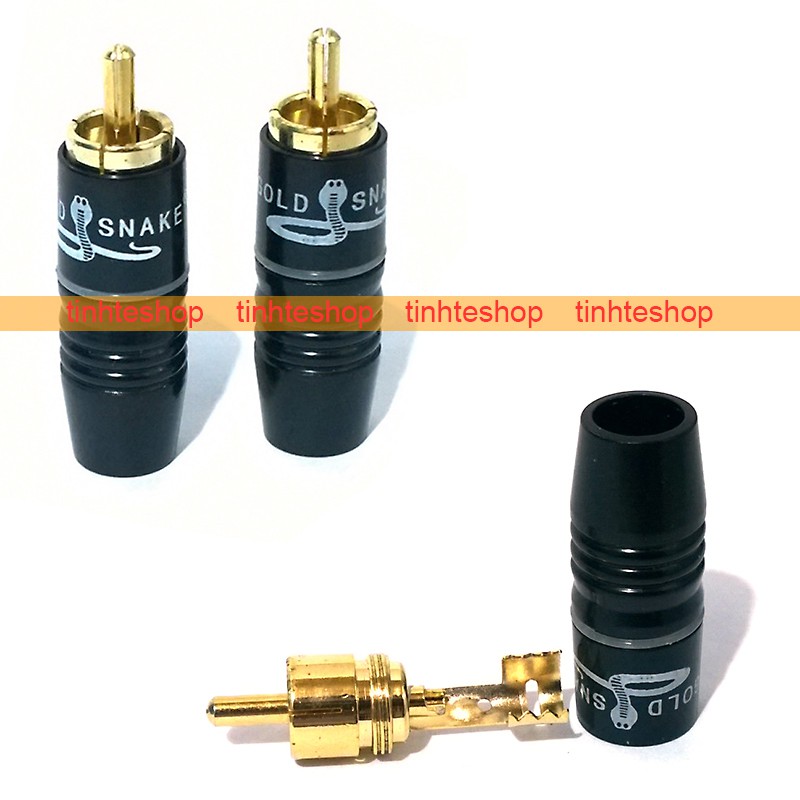 Đầu hàng jack AV RCA Coaxial OD-8mm - Giắc hàn dây âm thanh AV Video đường kính lỗ 8mm Gold Snake (1 chiếc)