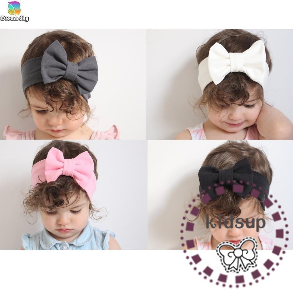 ✸ღ✸Details about Toddler Girls Baby Kids Big Bow Headband Hairband Stretch Turban Knot Head Wrap