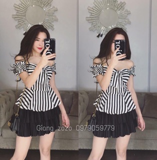 ÁO TRỄ VAI SỌC THẮT NƠ