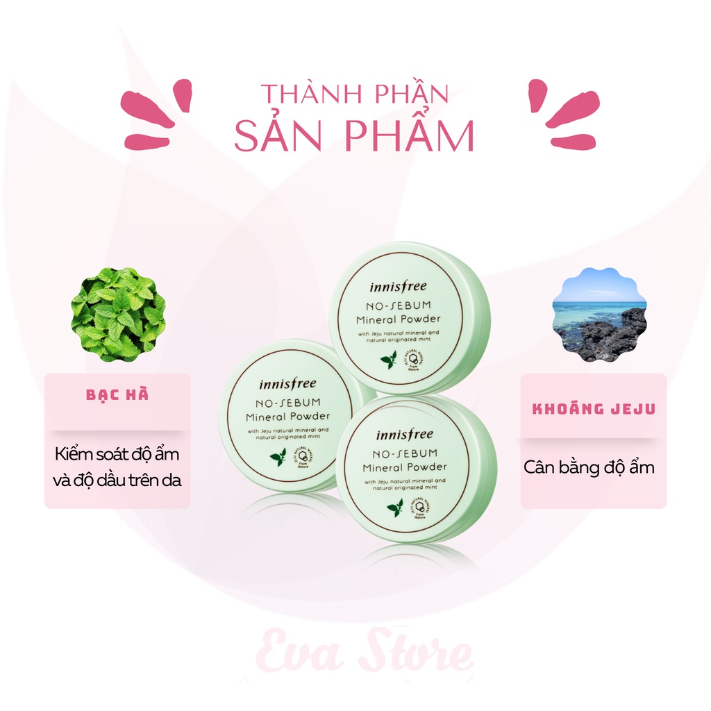 [Chính hãng] Phấn phủ - Phấn bột kiềm dầu dạng bột khoáng Innisfree No Sebum Mineral Powder 5g