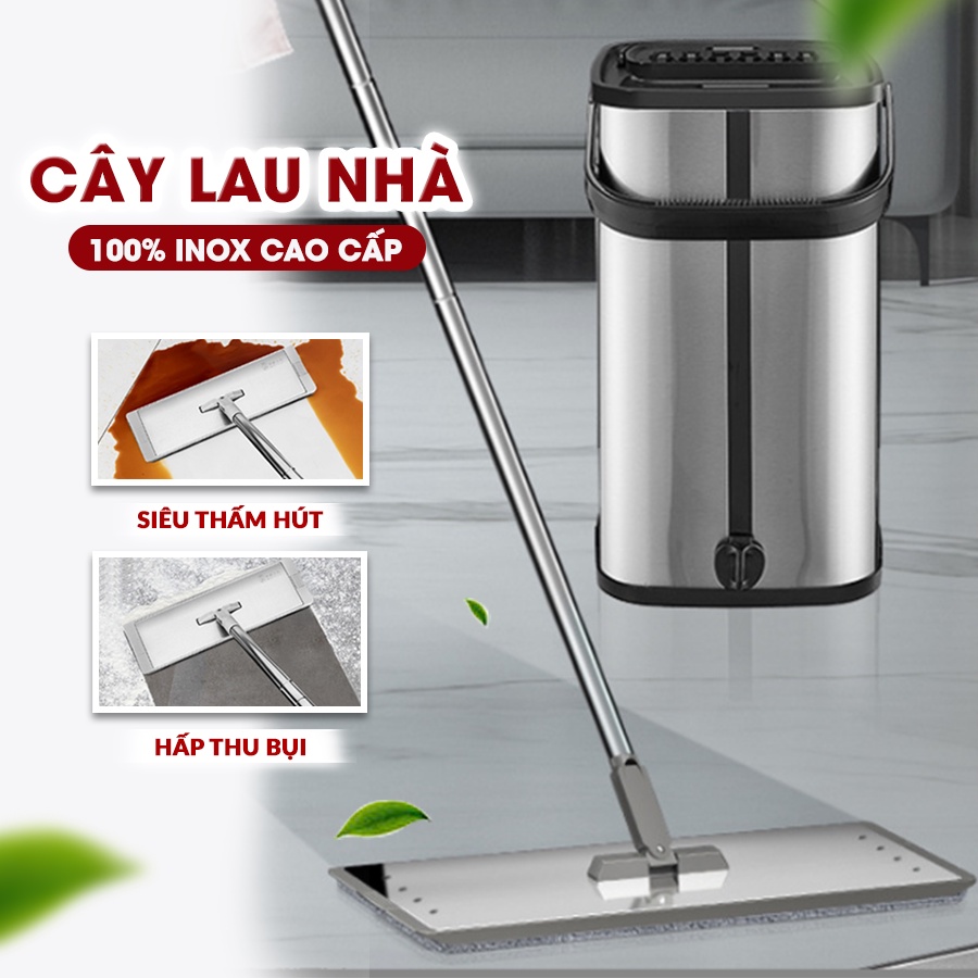 Cây lau nhà, bộ lau nhà thông minh tự vắt 100% INOX CAO CẤP (NHIỀU KIỂU DÁNG LỰA CHỌN)