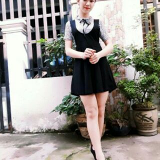 Đầm cát hàn kèm áo ren