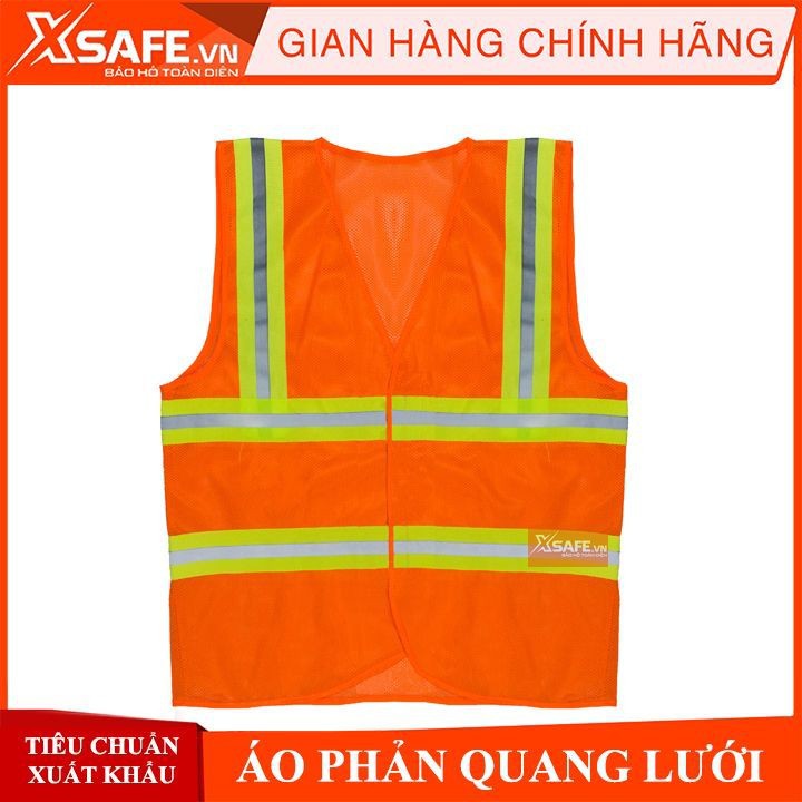 Áo phản quang VN vải lưới (màu cam) - Áo lưới phản quang cho công trình, nhà máy - khóa dán