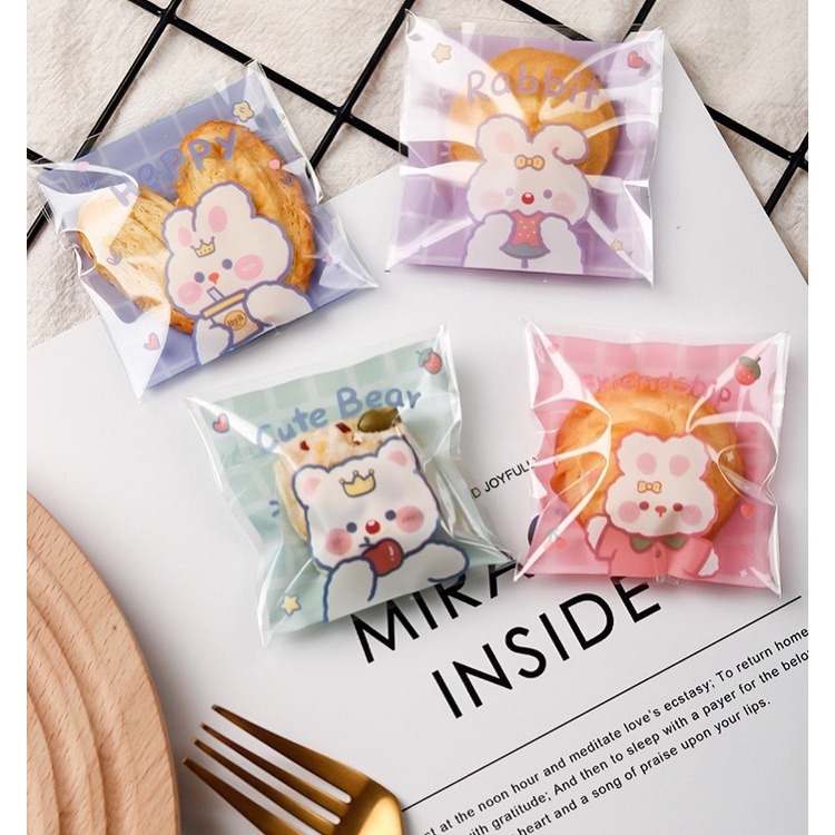 Set 50 túi kiếng dán đựng quà tặng bánh kẹo nhiều mẫu động vật size 7 x 7 cm