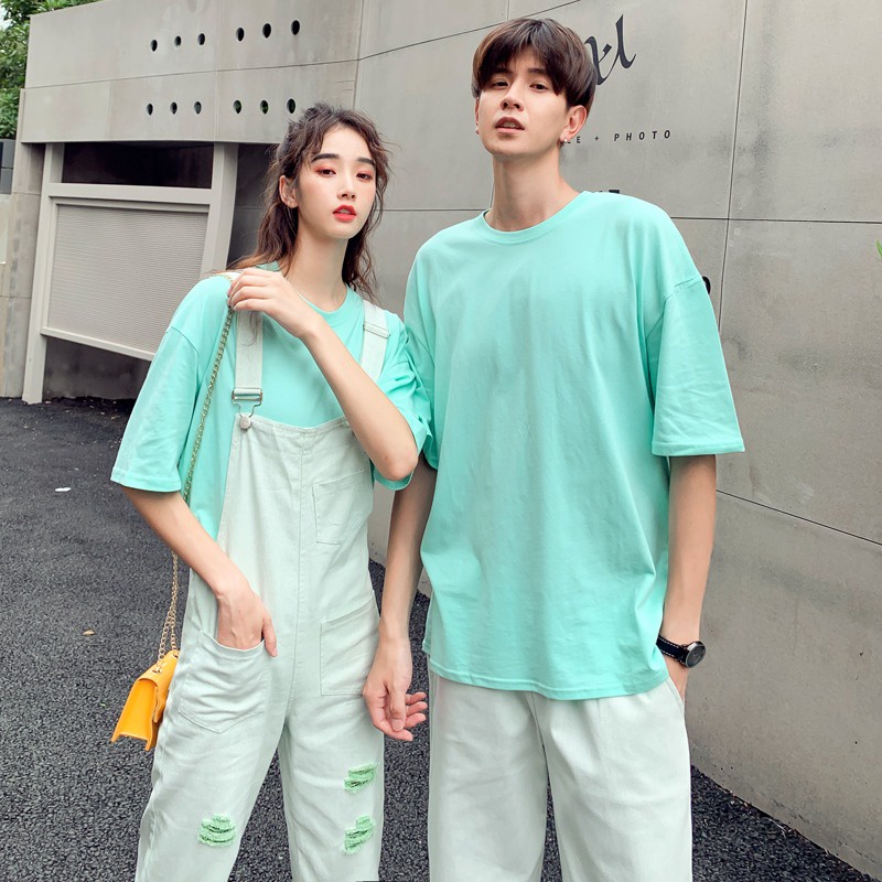 Áo Thun Quảng Châu Xanh Ngọc 100% Cotton Cao Cấp Form Rộng Unisex Nam Nữ