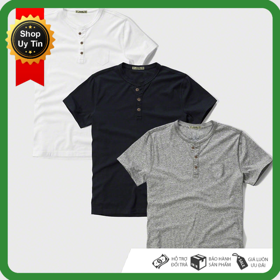 Xả Kho Áo Thun Cotton Cộc Tay Cổ Cúc Henley 40 - 85kg