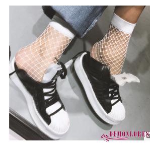 Vớ lưới mềm mại cổ cao màu đen/trắng thời trang