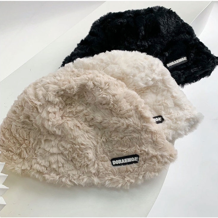 KW®Mũ bucket lông thỏ họa tiết hoa hồng tag Dora phong cách Hàn mũ giá rẻ