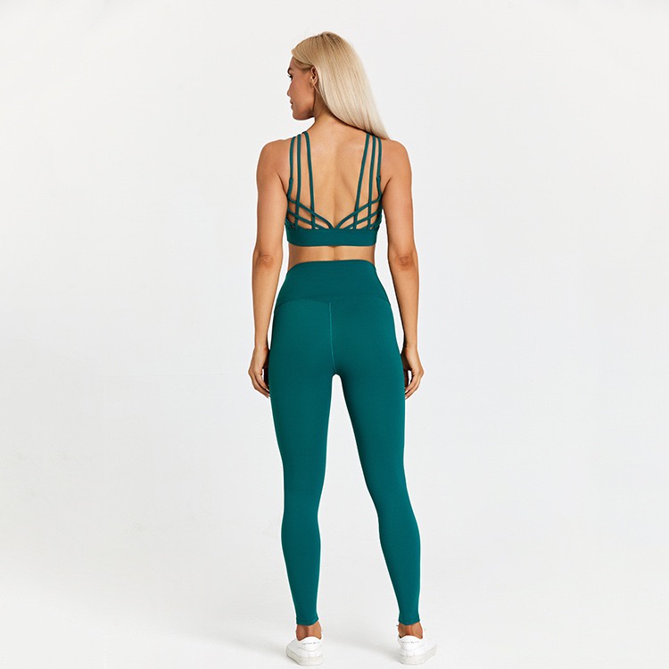 One set Áo Ngực Thể Thao Đan Dây Chéo Lưng &amp; Quần Legging Tập yoga