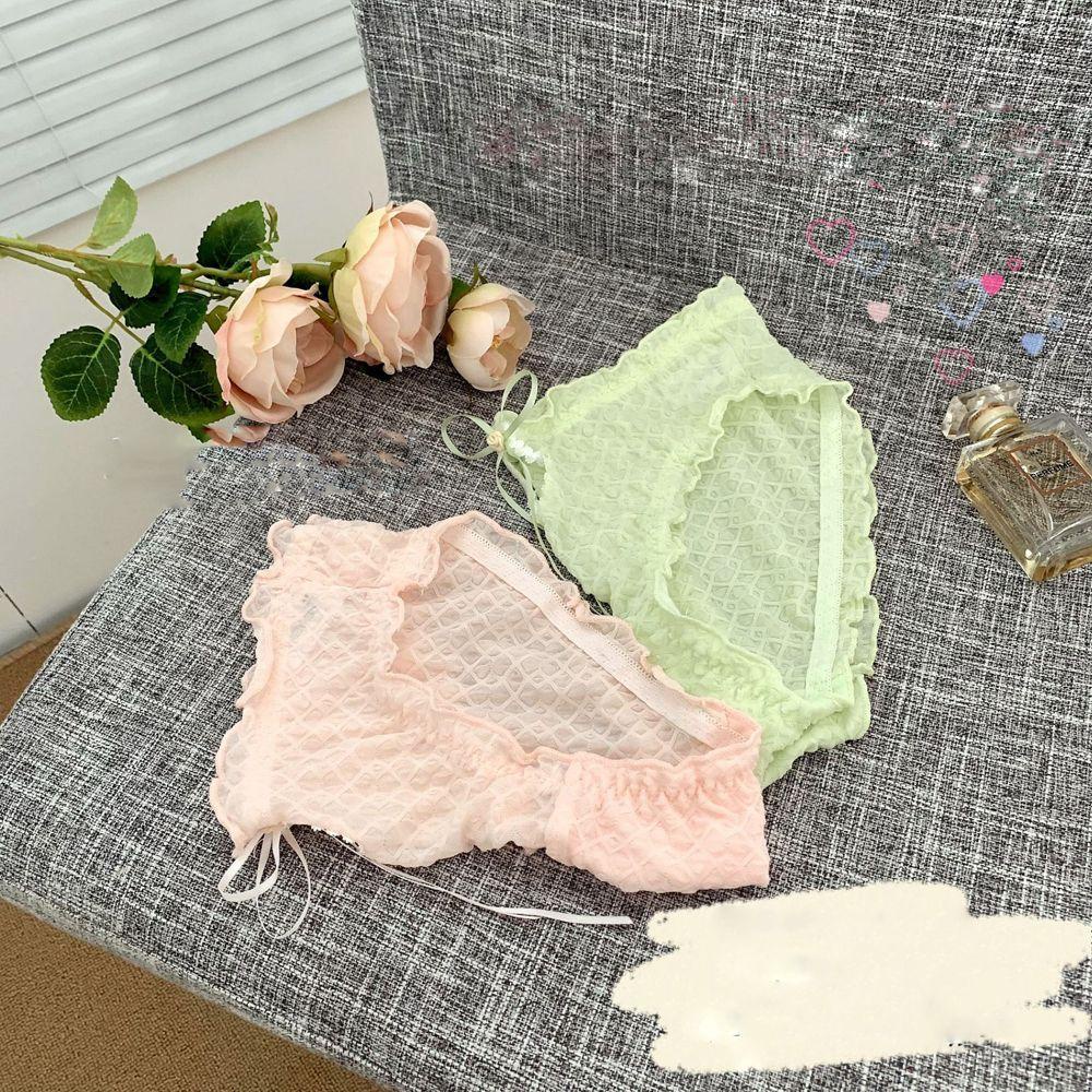 MOCHO Quần Lót Cotton Phối Ren Thoáng Khí Đính Nơ Phong Cách Nhật Bản Cho Nữ