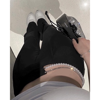 Quần culottes ống suông rộng phối xích eo