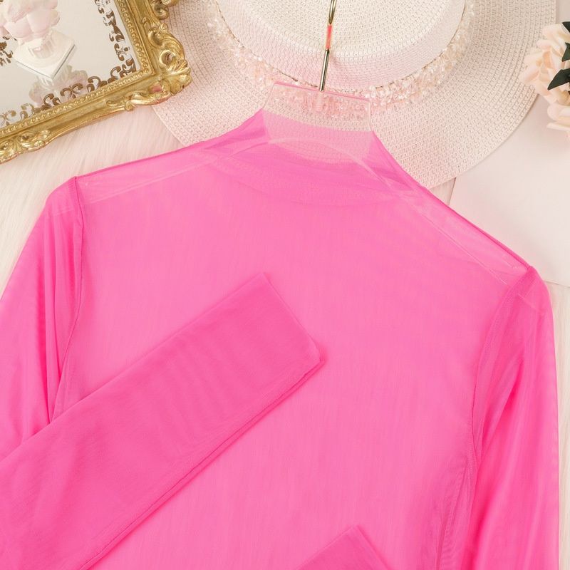 Áo Thun Lưới Tay Dài Xuyên Thấu Siêu Mỏng Xuyên Thấu Gợi Cảm Thời Trang Mùa Hè Cho Nữ