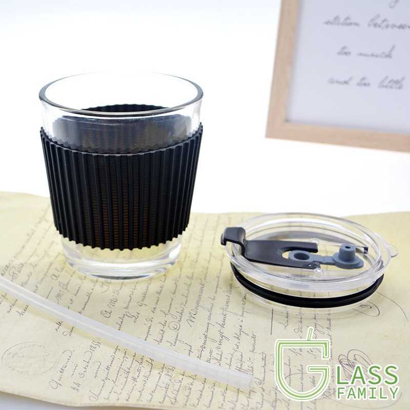 GF Reusable Smoothie Cups Glass Coffee Cup with Lid and Straw Drinking Glasses for Milk Smoothies Bubble Tea Juice Coffee