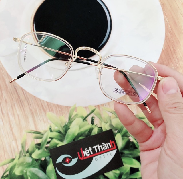 Gọng kính trong viền vàng mới 2018 siêu nhẹ