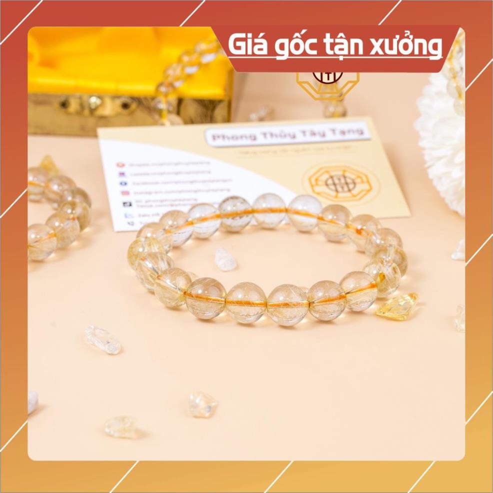 Vòng Tay Phong Thủy Pha Lê Tóc Vàng Chiêu Tài Lộc Nam Nữ Mệnh Thổ Kim - Tổng Kho Sỉ Phong Thủy